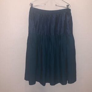 Vintage Green Midi A-line Skirt Pleated Woman’s 26W